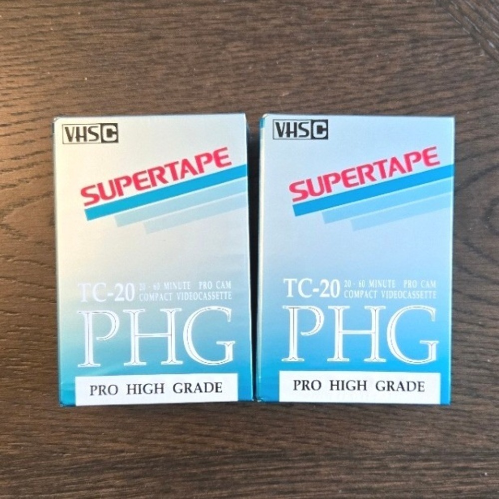 Lot of 2 Radio Shack Supertape Pro Cam TC-20 PHG VHS-C Tapes - New Sealed